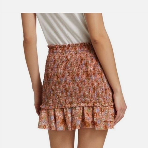 Veronica Beard Melodie Smocked Skirt Size 6 Cotton Floral Ruffle Mini Spring - Picture 3 of 11